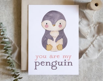 Carte tu es mon pingouin / carte joyeux anniversaire / carte d'anniversaire pour femme mari / jolie carte d'anniversaire / SKU : LNOS47