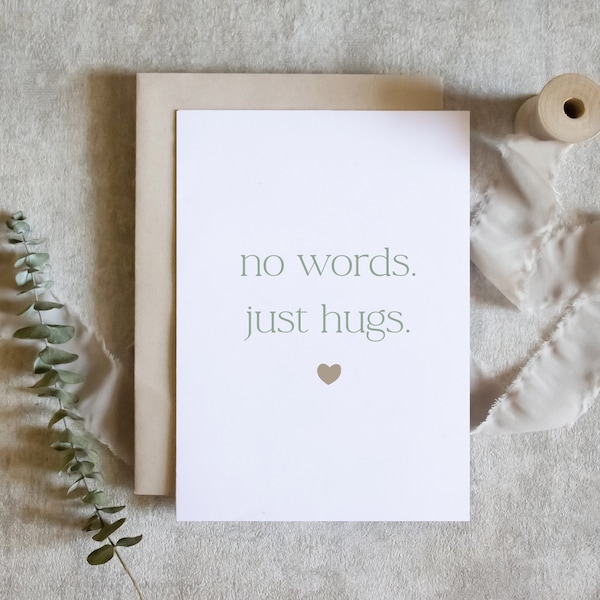 no words. just hugs card, sympathy card, in sympathy greeting card | thinking of you bereavement condolence grieving card / SKU: LNOS04