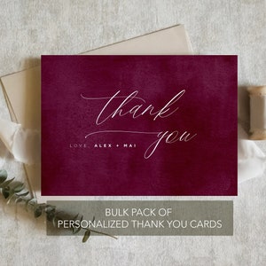 Paquete de tarjetas de agradecimiento de boda a granel, tarjeta de agradecimiento con acuarela ruborizada, tarjeta de agradecimiento para recién casados /SKU: LNTHANKS32 / CHARLOTTE
