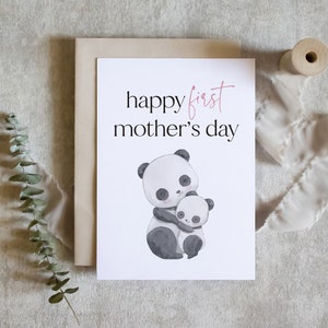 Bonne première carte de fête des mères, carte de fête des mères, carte de fête des mères panda mignon / SKU : LNMD05