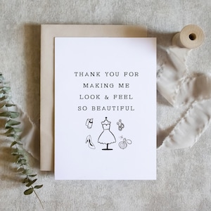 Merci de m'avoir fait me sentir belle carte de vœux, carte de maquilleur, carte de styliste, carte de remerciement, carte de jour de mariage / SKU : LNWD71H | Alexandre