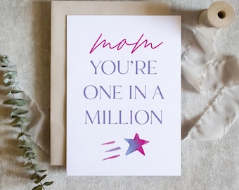 Maman vous êtes une sur un million, carte de fête des mères, carte papillon de fête des mères, jolie carte pour maman / SKU : LNMD10