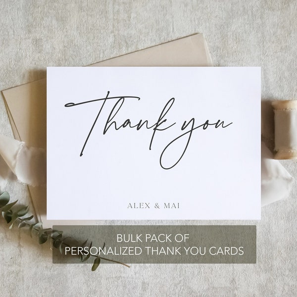 pack of thank you wedding cards, thank you gift card, newlywed thank you card, bulk thank you cards / SKU: LNTHANKS21I | ZOEY