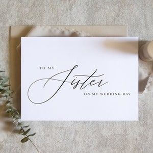 À ma soeur le jour de mon mariage, à ma carte de soeur, à ma carte de soeur, soeurs cursives, carte de frères et soeurs, carte de jour de mariage/ SKU : LNWD61R / RINA