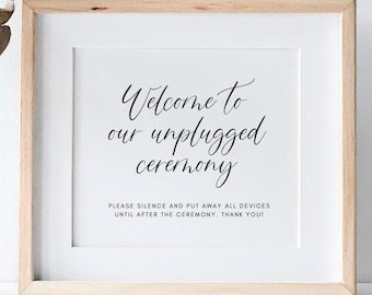 Unplugged Ceremony Sign | Please Silence Cell Phones Sign | Wedding Ceremony Sign | Minimal Modern Wedding Sign | Kelly Collection