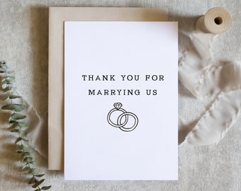 thank you for marrying us card, officiant card, marrying us card, thank you card, wedding day card / SKU: LNWD71B | Alex