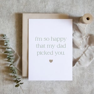 Je suis si heureux que mon père vous ait choisi, carte de belle-mère, carte de beaux-parents, carte de deuxième mariage pour belle-mère ou beau-père / SKU : LNOS03B