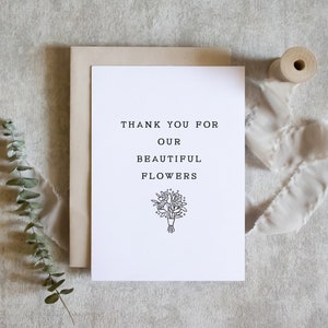merci pour nos belles fleurs, carte de fleuriste, fleuriste de mariage, carte de mariage, carte de remerciement, carte de jour de mariage / SKU : LNWD71G | Alexandre