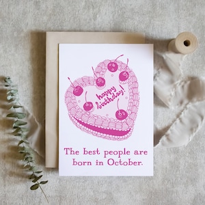the best people are born in october, happy birthday card, funny birthday card for friend / SKU: LNBD15J