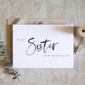 À ma soeur le jour de mon mariage, à ma carte de soeur, à ma carte de soeur, soeurs cursives, carte de frères et soeurs, carte de jour de mariage/SKU : LNWD60R / elise