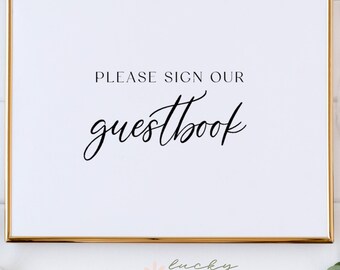 Please Sign Our Guestbook Sign | Wedding Guestbook Sign | Minimal Modern Wedding Sign | Cursive Wedding Sign | Kelly Collection