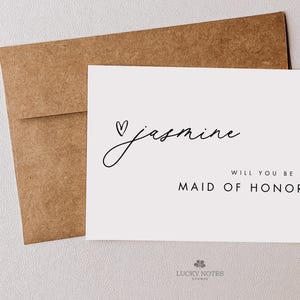 Prénom personnalisé Serez-vous ma demoiselle d'honneur ? Carte de proposition de demoiselle d'honneur, carte de demoiselle d'honneur, carte de proposition, carte de mariage / SKU : LNSWP10