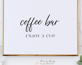 Coffee Bar Sign | Enjoy a Cup Wedding Sign | Wedding Drink Station Sign | Minimal Modern Wedding Sign | Kelly Collection