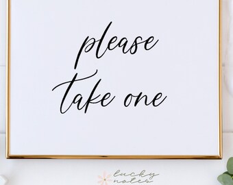 Please Take One Sign | Wedding Favor Sign | Minimal Modern Wedding Sign | Simple Reception Sign | Kelly Collection