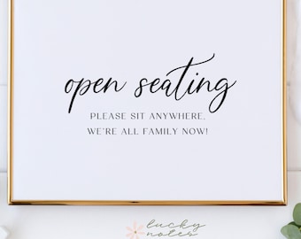 Open Seating Wedding Sign | Please Sit Anywhere We’re All Family Now | Wedding Seating Sign | Minimal Modern Wedding Sign | Kelly Collection