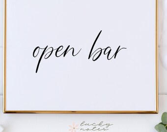 Open Bar Wedding Sign | Wedding Bar Sign | Minimal Modern Wedding Sign | Reception Bar Sign | Kelly Collection