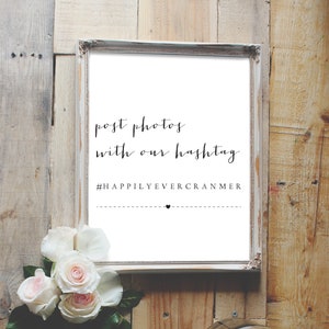 wedding hashtag sign, hashtag sign, instagram sign, wedding hashtag, social media wedding sign / SKU: LNWS29 *no frame incl.*