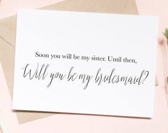 Soon you'll be my sister, until then... Maid of honor proposal card, Sister in law card, bridesmaid proposal card / SKU: LNBM09 | EMMA