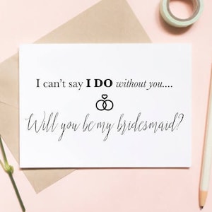 Je ne peux pas dire que je me passerai de vous... Serez-vous ma demoiselle d'honneur ? carte de voeux de demoiselle d'honneur, carte de proposition de demoiselle d'honneur / SKU : LNBM10 | EMMA