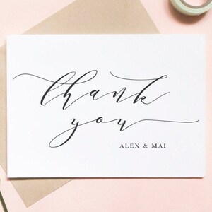 carte de remerciement de mariage, carte de remerciement, carte de couple, carte de jeunes mariés, carte de remerciement, carte de jour de mariage / SKU : LNTHANKS21F | LUNE