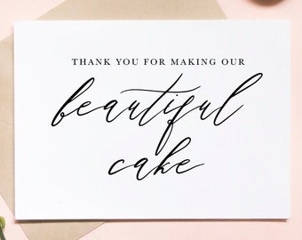 thank you for making our beautiful cake card, cake maker card, wedding cake, thank you card, wedding day card / SKU: LNWD50C | RINA