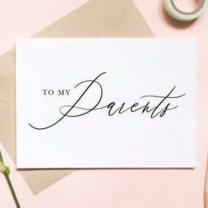 To my parents on my wedding day card, to my dad card, to my mom card, wedding day card / RINA |  SKU: LNWD49S | RINA