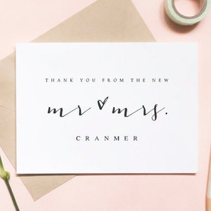 carte de remerciement de mariage, carte de remerciement, carte de couple, carte de jeunes mariés, carte de remerciement, carte de jour de mariage / SKU : LNTHANKS22