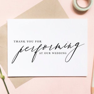 thank you for performing at our wedding card, wedding singer card, wedding band card thank you card, wedding day card / SKU: LNWD50k | RINA