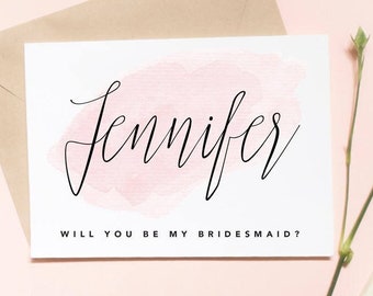 Custom name Will you be my bridesmaid? Bridesmaid proposal card, Maid of honor proposal card, proposal wedding card / SKU: LNBM27 | EMMA