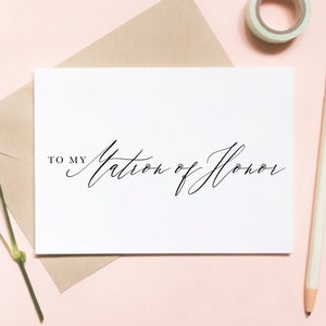 to my matron of honor, maid of honor card, simple wedding card, simple proposal card, best friend card, proposal card / SKU: LNWD49O | RINA
