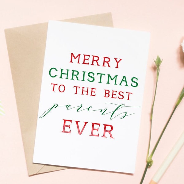 Merry christmas to the best parents ever card, happy holidays card, customized card, holidays, christmas card, family / SKU: LNHO01 | LUNA