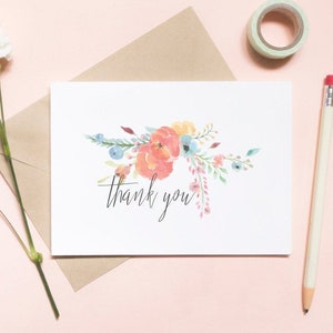 carte de remerciement de mariage, carte florale, mariage d'été, carte-cadeau de remerciement, carte de couple, carte de jeunes mariés, carte de remerciement / SKU : LNWD45C