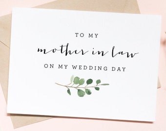 to my mother in law on my wedding day, mom card, wedding card, summer wedding card, floral wedding, green floral card / SKU: LNWD37M | AVERY