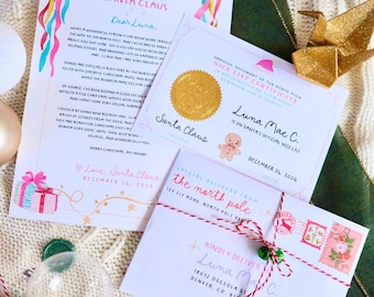 Carta personalizada de Papá Noel para niños (2026) / Certificado de la lista de niños buenos / Carta navideña del Polo Norte / Correo navideño original de Papá Noel