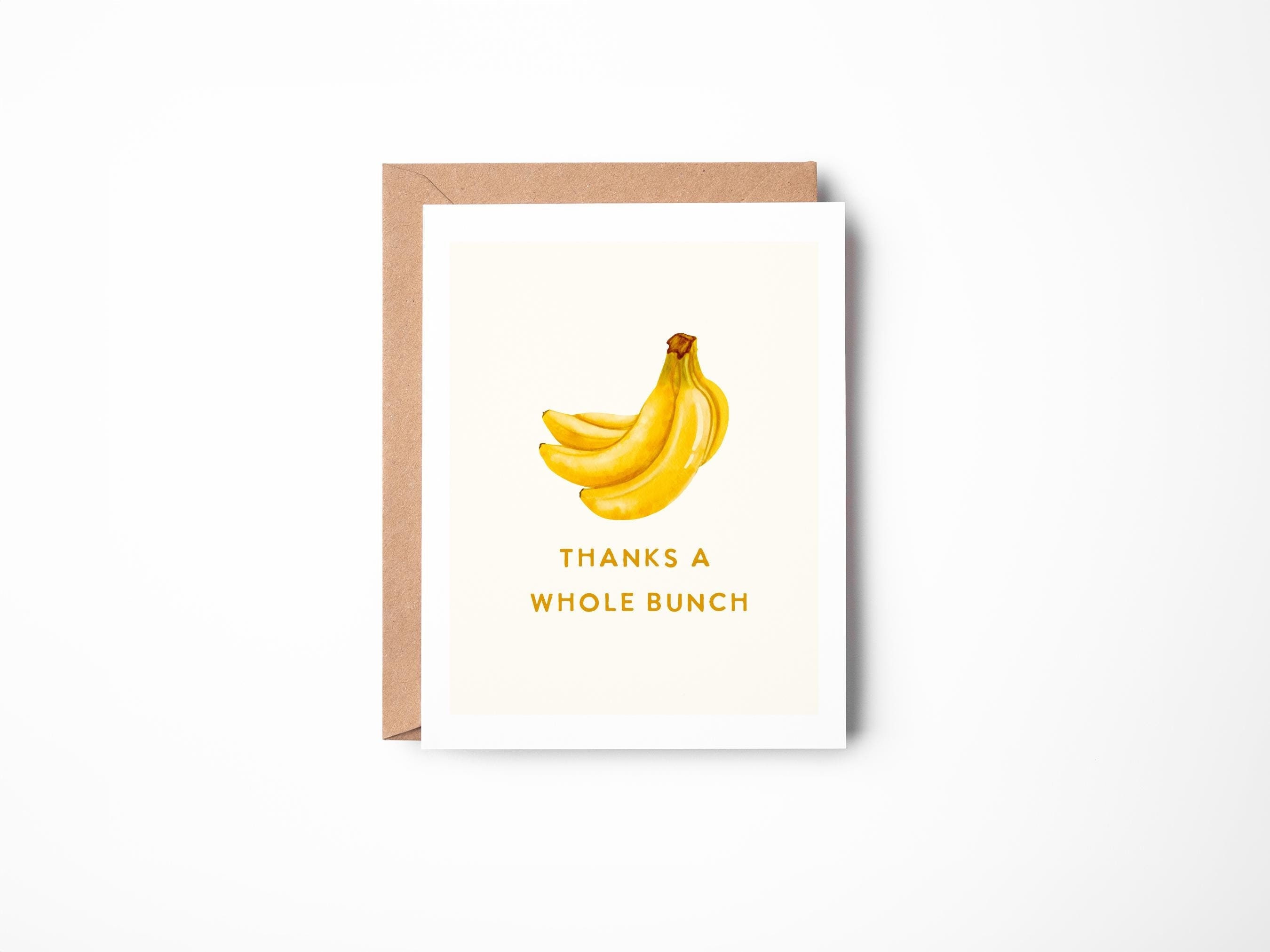 Thanks a Whole Bunch Card | Banana Pun Thank You | Funny Fruit Card ...