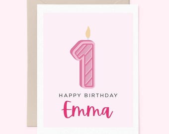 Personalized Baby Birthday Card | Cute Candle Design | Toddler Celebration Greeting