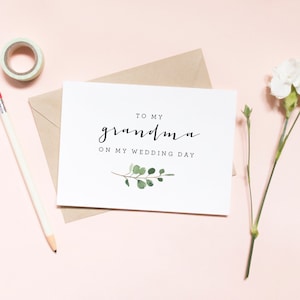 à ma grand-mère carte de mariage, carte de grand-mère, carte de mariage d'été, carte de mariage, mariage floral, carte floral vert / SKU : LNWD37G | MOYENNE