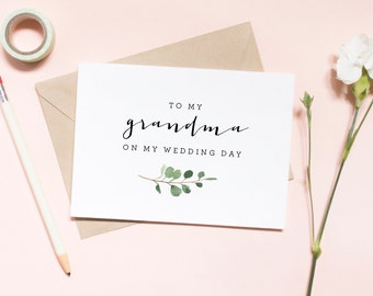 to my grandma wedding card, grandma card, summer wedding card, wedding card, floral wedding, green floral card /  SKU: LNWD37G | AVERY