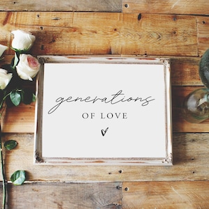 Generations of Love Wedding Print | Family Reception Sign | Wedding Table Decor | Celebration Sign