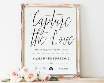 Capture The Love wedding hashtag sign, wedding hashtag sign, instagram sign, wedding hashtag *DIGITAL FILE* / SKU: LNWP01