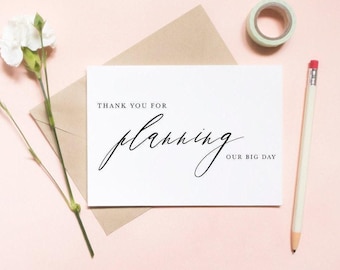 Wedding Planner Thank You Card | Planner Appreciation | Script Calligraphy Design | Wedding Day Greeting