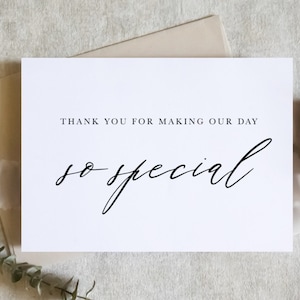 merci d'avoir rendu notre journée si spéciale, merci carte de mariage, carte de vendeur, carte de jour de mariage / SKU : LNWD50U | RINA