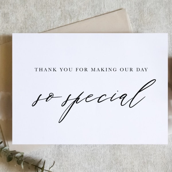 thank you for making our day so special, thank you wedding card, vendor card, wedding day card / SKU: LNWD50U | RINA