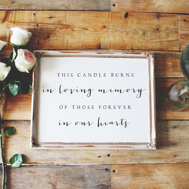 LNWS16 in loving memory sign reception sign style01 SKU this candle burns in loving memory fo those forever in our hearts wedding sign