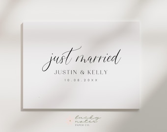 Just Married Wedding Sign | Custom Name & Date Wedding Sign | Minimal Modern Wedding Sign | Cursive Wedding Sign | Kelly Collection