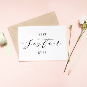 Carte de la meilleure soeur de tous les temps, carte de remerciement soeur, carte de meilleur ami, carte de meilleure soeur / SKU : LNTHANKS01 | LUNE