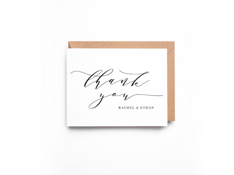 Personalized Wedding Thank You Cards | Elegant Script Font | With ...