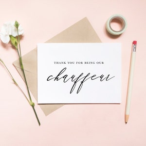 Merci d'être notre carte de chauffeur, carte de chauffeur, carte de remerciement, carte de mariage / SKU : LNWD50P | RINA