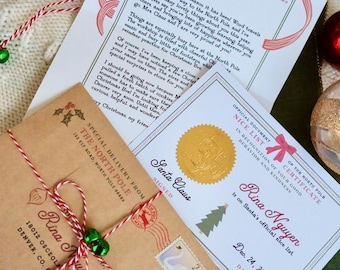 Carta personalizada de Papá Noel para niños de 2026, certificado de la lista de niños buenos, carta navideña vintage de Papá Noel, recuerdo del Polo Norte