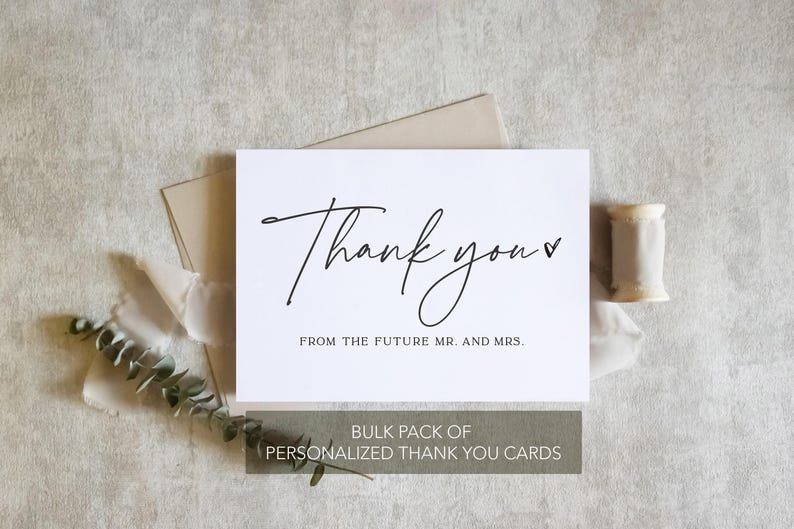 Personalized Wedding Thank You Cards | Script Font | With Envelopes - Etsy